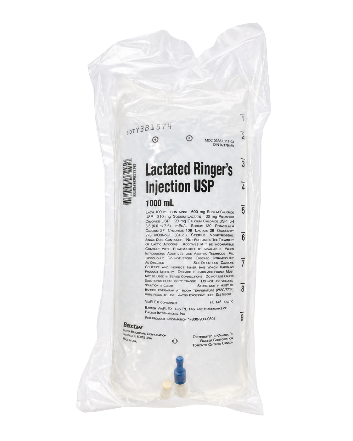 Lactated Ringer's (LR) IV Bag, 1000 mL