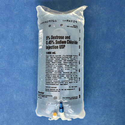 No Rx Required - IV Fluid Bag 5% Dextrose in 0.45% Sodium Chloride (D5 1/2 NS)