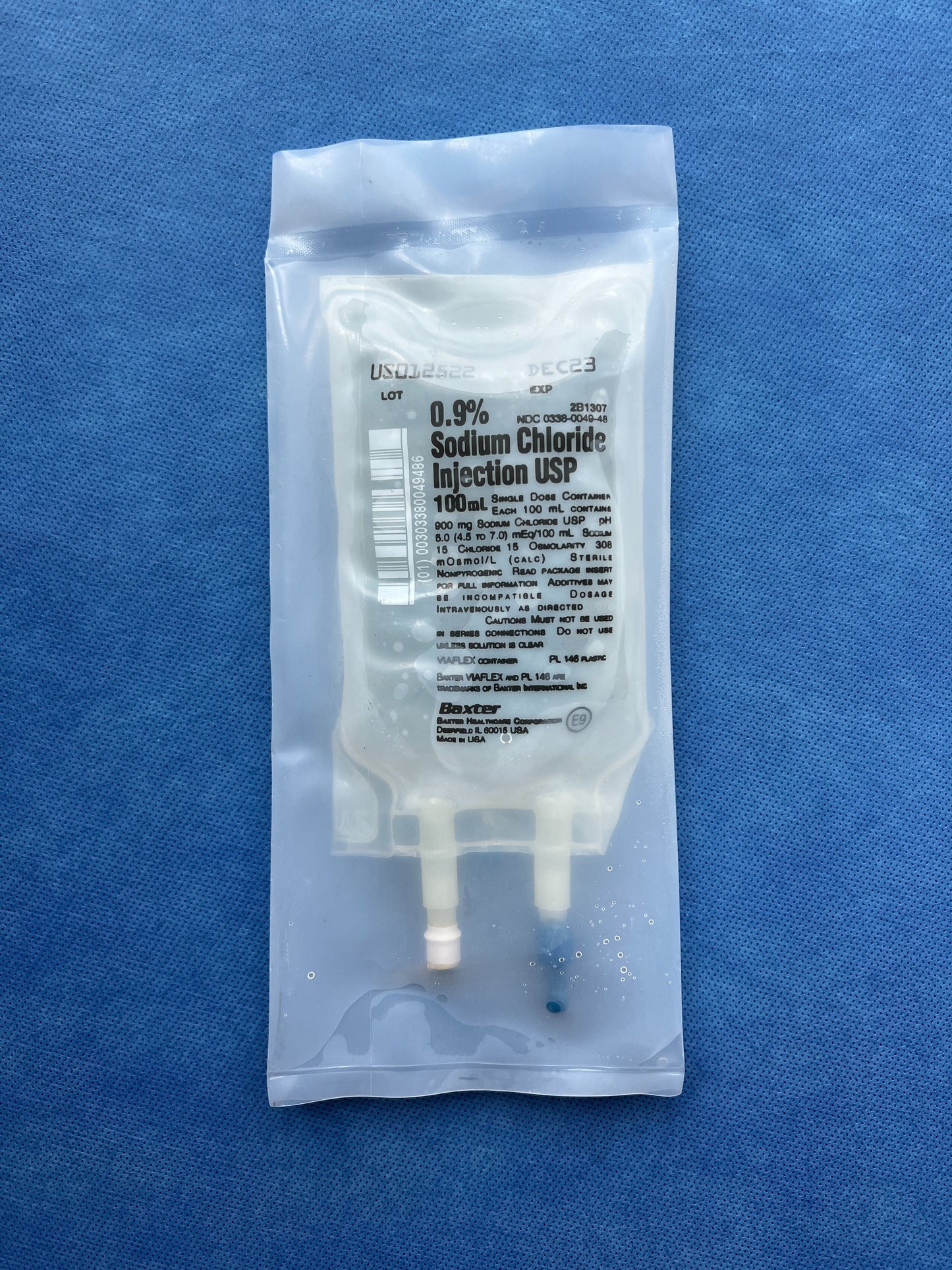 No Rx Required - IV Fluid Bag 0.9% Sodium Chloride (Normal Saline) 100mL