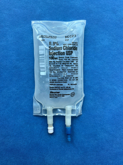 No Rx Required - IV Fluid Bag 0.9% Sodium Chloride (Normal Saline) 100mL