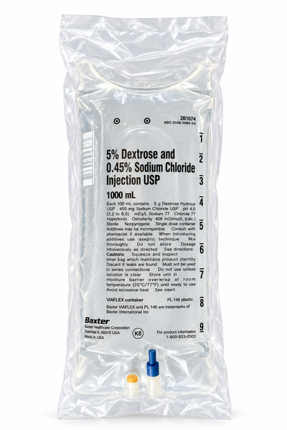 Baxter D5 1/2 NS IV bag, 1000 mL, second view