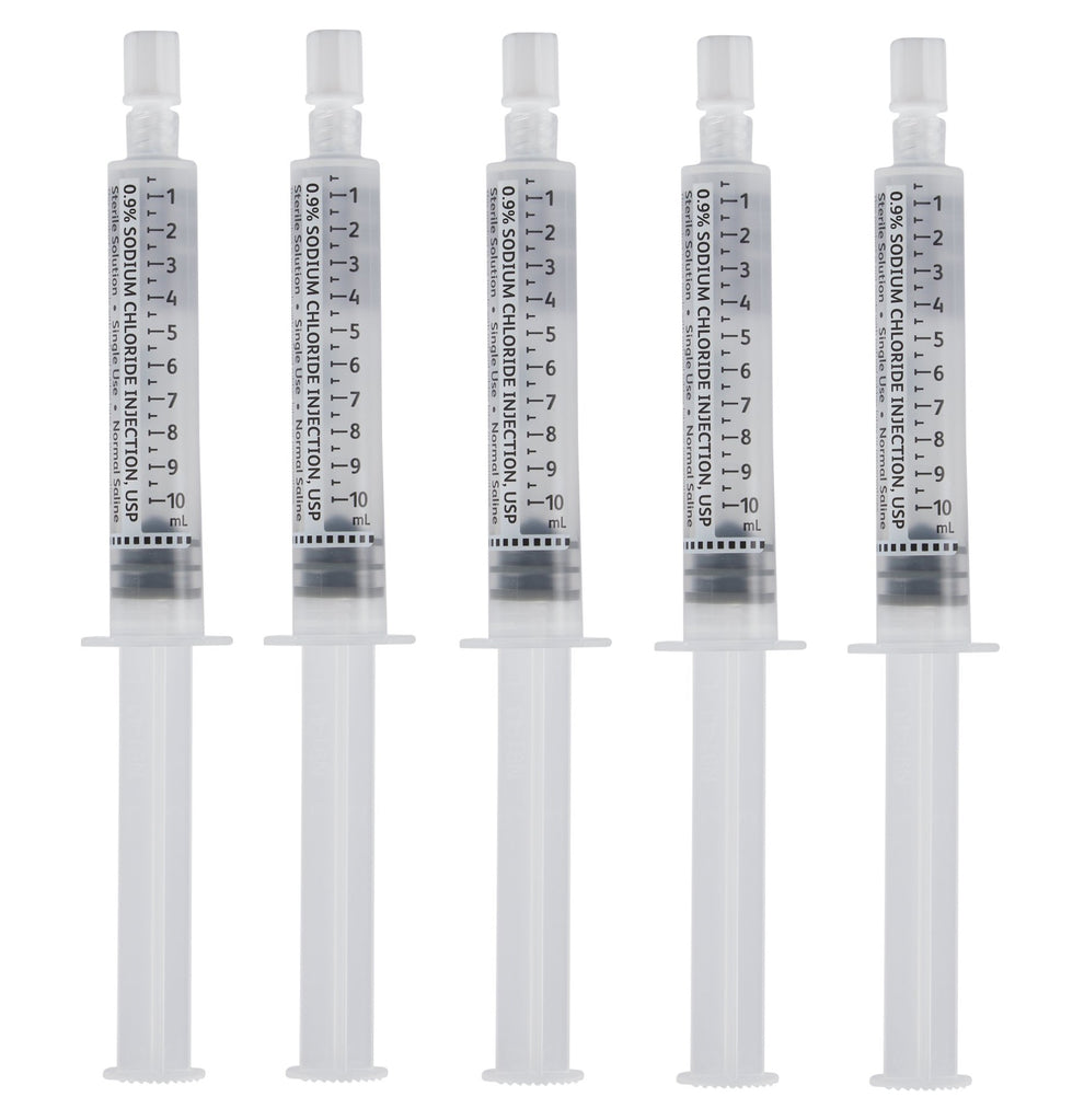 PreFilled Normal Saline Flush Syringe, 10mL 5 Pack IV Supply Clinic