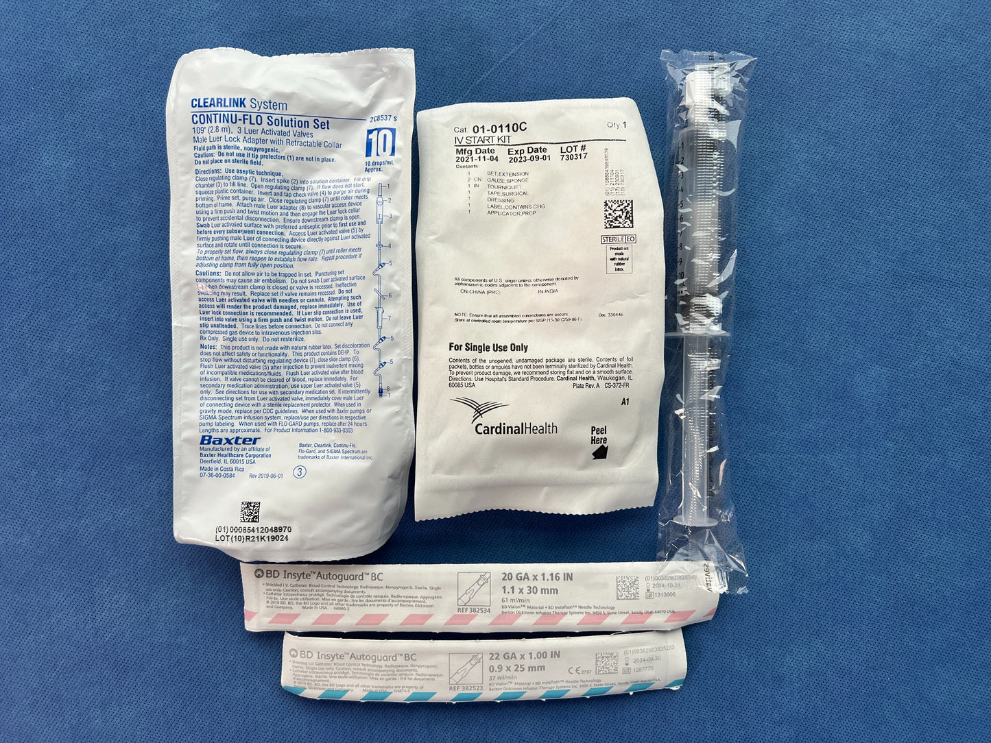 IV Fluid Start Kit with Tubing and Supplies