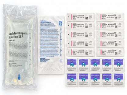 Complete SubQ Fluid Kit with Tubing and Needles, Saline or Lactated Ringer's, 500 or 1000 mL