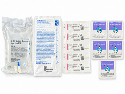 Complete SubQ Fluid Kit with Tubing and Needles, Saline or Lactated Ringer's, 500 or 1000 mL