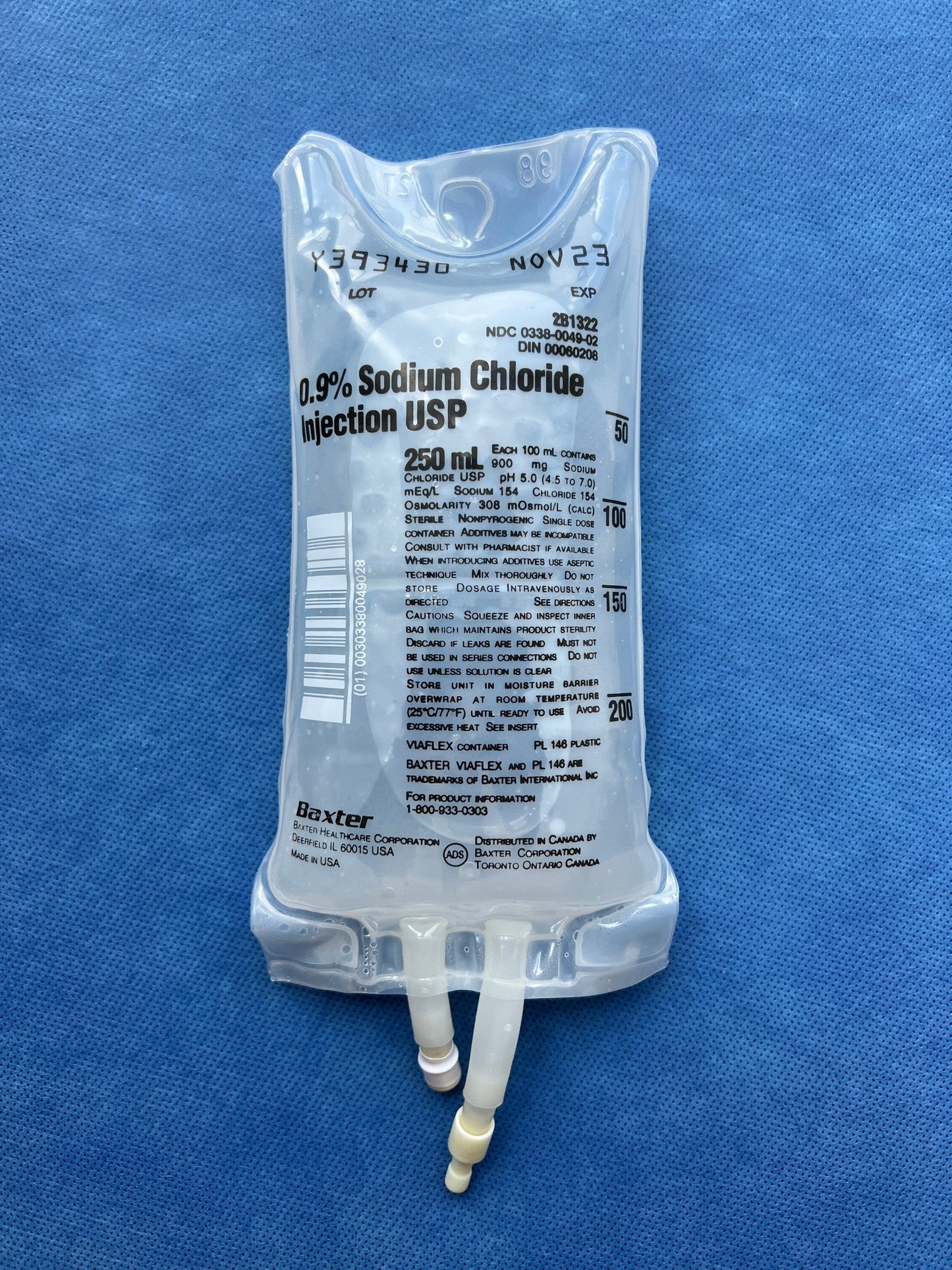 No Rx Required - IV Fluid Bag 0.9% Sodium Chloride (Normal Saline Solution) - 50mL-1000mL