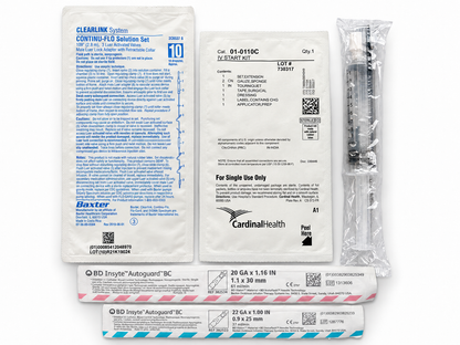 IV Start Kit with Tubing, Catheters and Supplies
