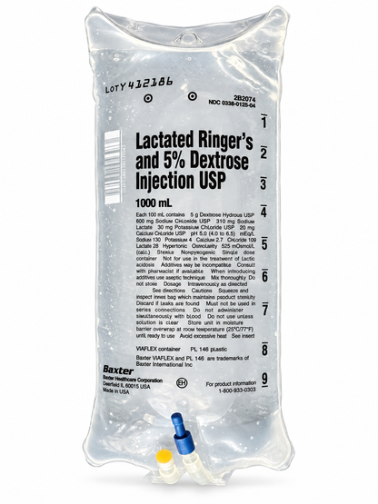 Baxter Lactated Ringer's and 5% Dextrose Injection USP (D5LR) IV bag, 1000 mL