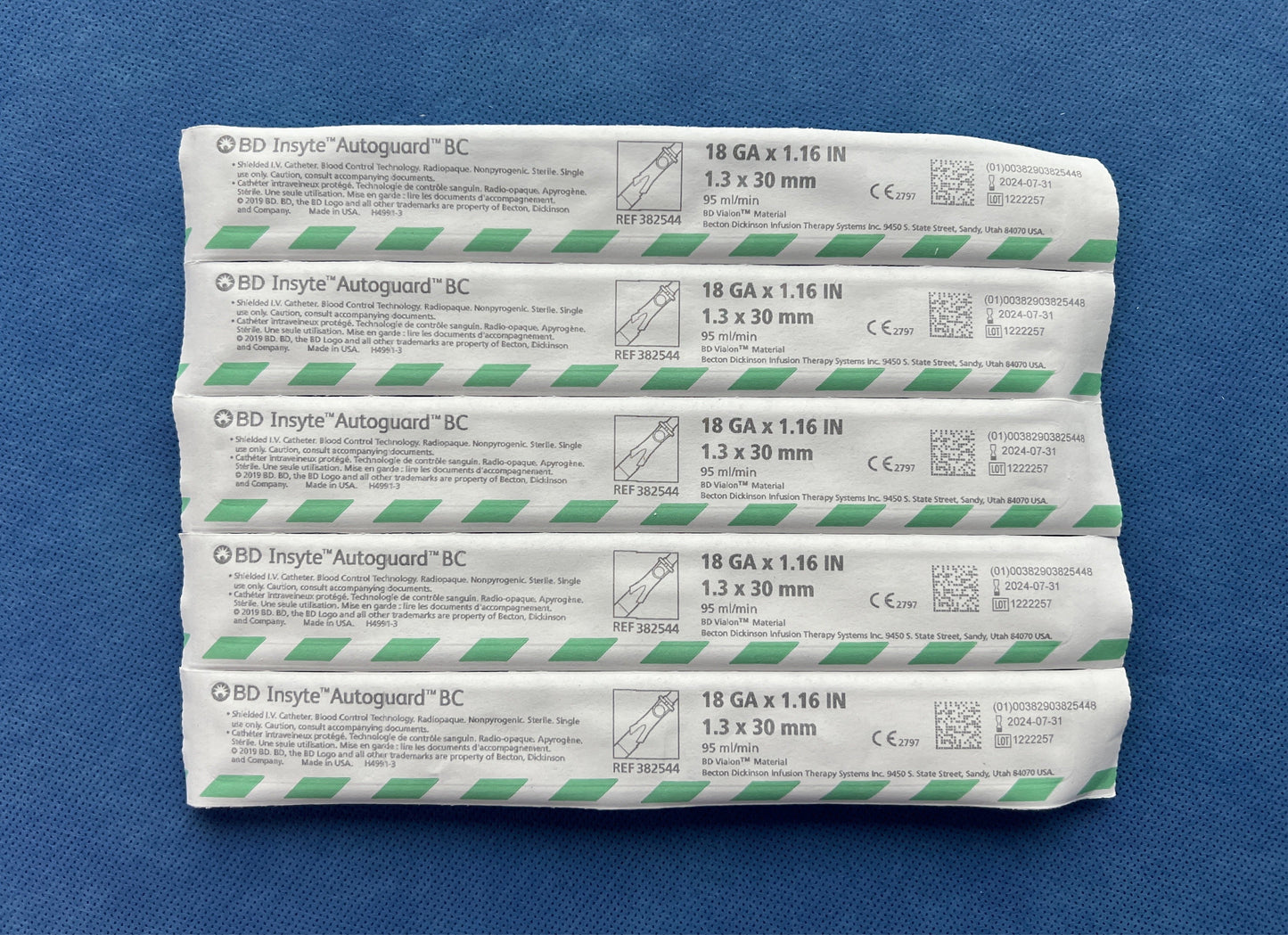 Shielded IV Catheter - 18G / 20G / 22G / 24G - 5 Pack