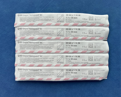 Shielded IV Catheter - 18G / 20G / 22G / 24G - 5 Pack