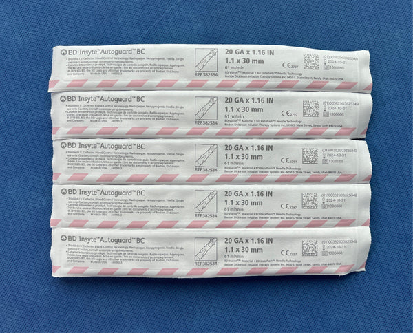 BD shielded IV catheter, 20 gauge, pink