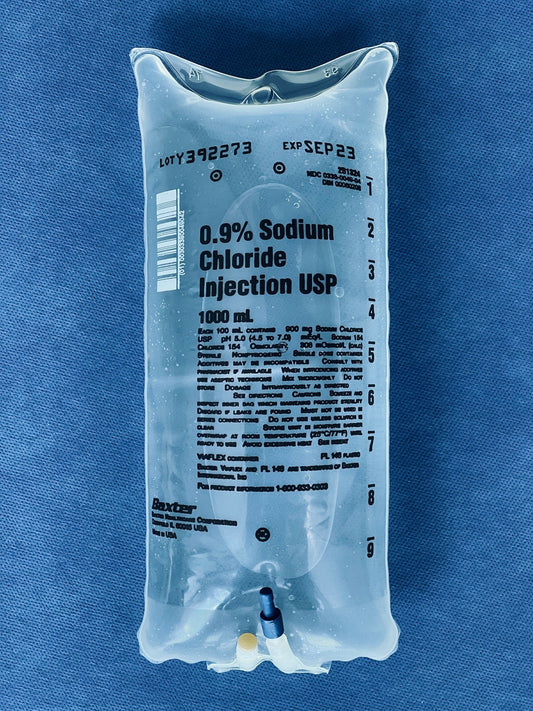 No Rx Required - IV Fluid Bag 0.9% Sodium Chloride (Normal Saline Solution) - 50mL-1000mL