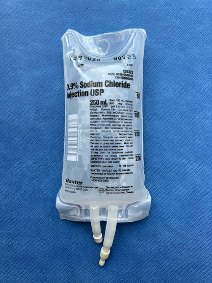 No Rx Required - IV Fluid Bag 0.9% Sodium Chloride (Normal Saline) 250mL