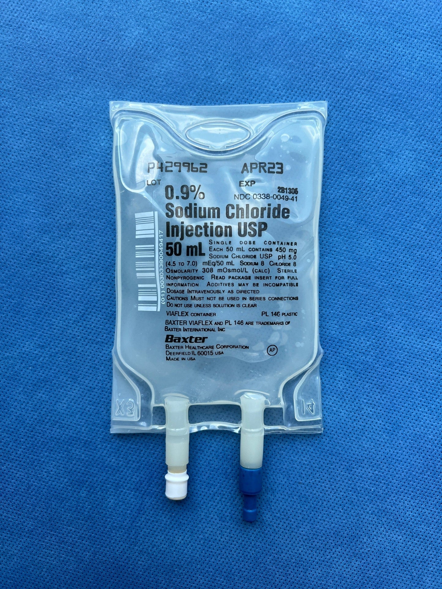 No Rx Required - IV Fluid Bag 0.9% Sodium Chloride (Normal Saline Solution) - 50mL-1000mL